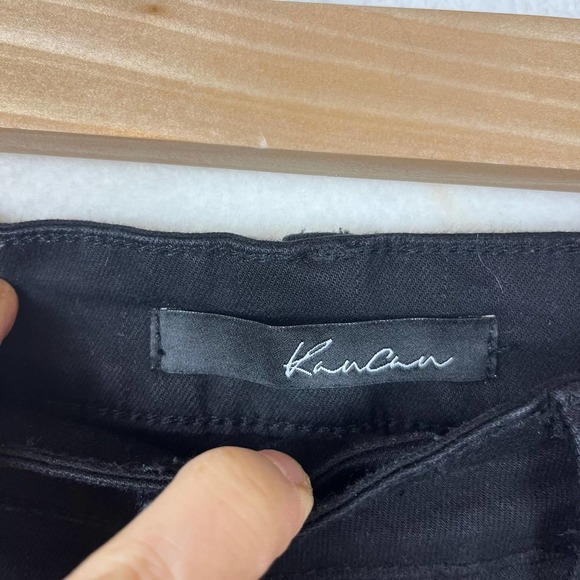 Kancan Black Cut Off Fringe Raw Hem Jean Denim Shorts Style KC6033BK Size 9/28 - Picture 4 of 8